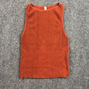 RVCA Sunday Collection Women’s Brown/Orange Knit Ribbed Tank Top Crop sz: Medium